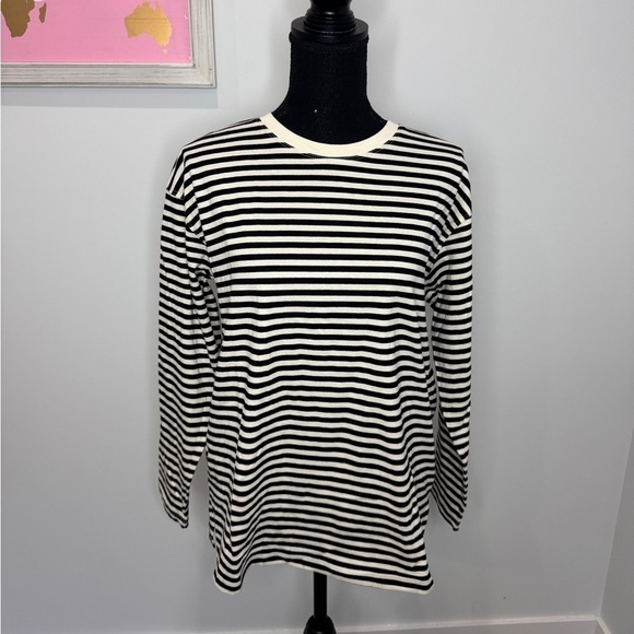 Mango Black and White Striped Women’s Long Sleeve Top (XS) - Picture 2 of 7